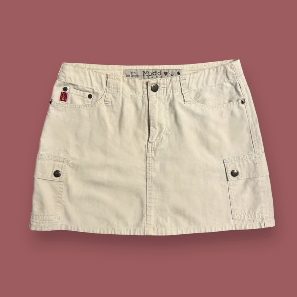 Mudd Cream Y2K Utility Cargo Mini Skirt Sz 3-5